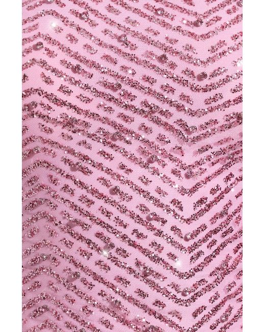 Oh Polly Pink Embellished Asymmetric Scarf-Detail Top