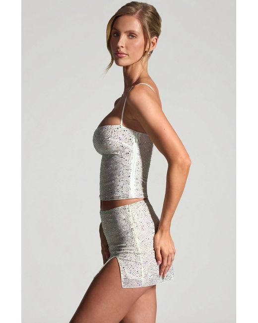Oh Polly White Embellished Micro Mini Skirt