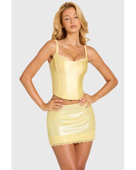 Oh Polly Yellow Satin Corset Top