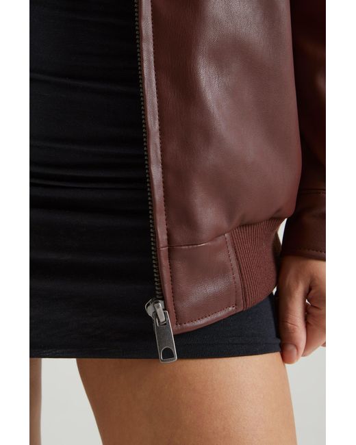 Oh Polly Brown Faux Leather Jacket