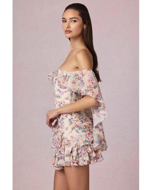 Oh Polly Multicolor Off-Shoulder Ruffled Mini Dress