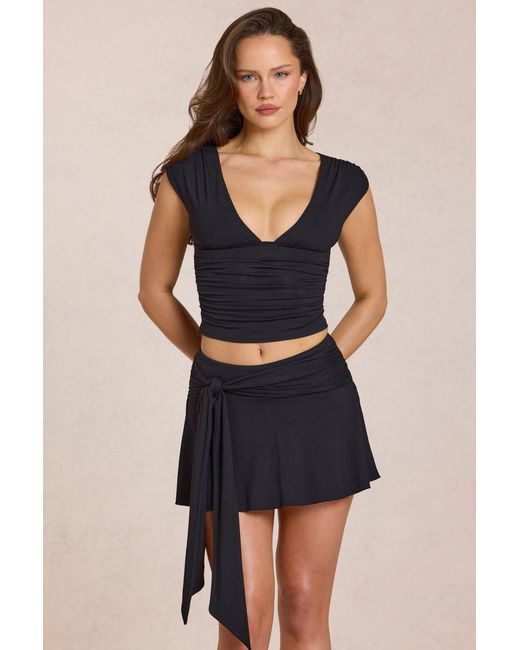 Oh Polly Black Modal Plunge Top