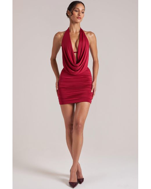 Oh Polly Red Draped Cowl Mini Dress