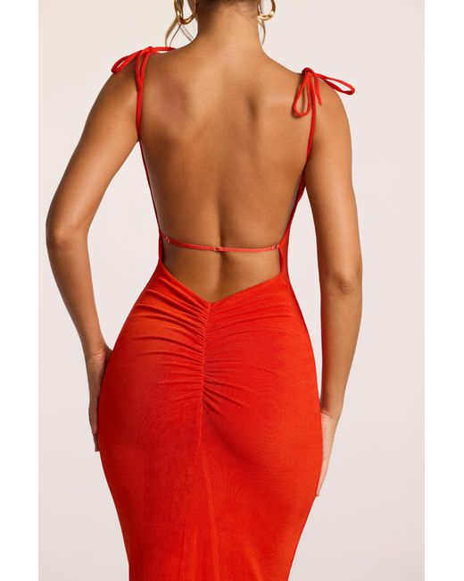 Oh Polly Textured Jersey Open Back Maxi Dress