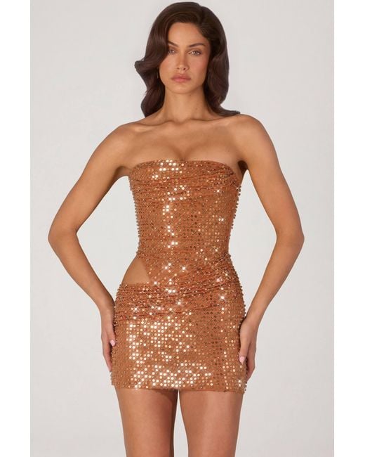 Oh Polly Multicolor Embellished Cut-Out Mini Dress