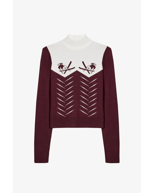 BO+TEE Red Knit Long-Sleeve Fitted Top