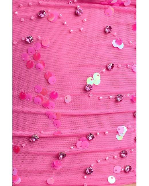 Oh Polly Pink Ruched Mid-Rise Micro Mini Skirt