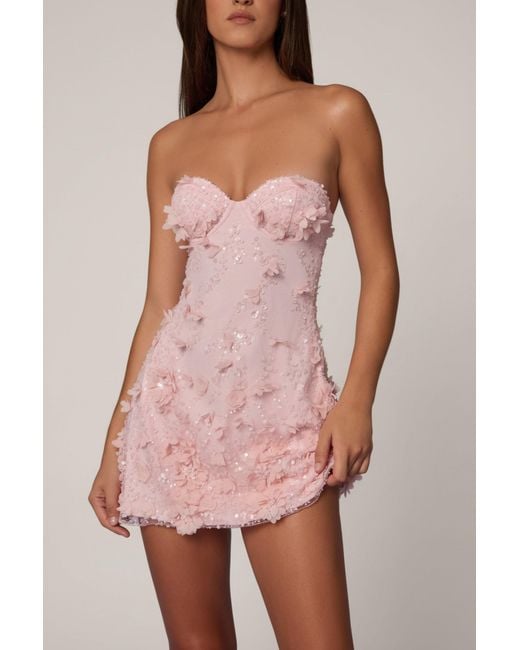 Oh Polly Purple Embellished Bandeau A-Line Mini Dress