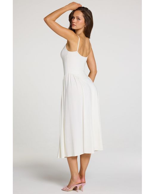 Oh Polly White Modal Lace-Trim Midaxi Dress