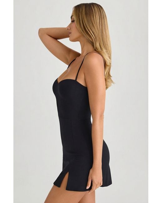 Oh Polly Black Modal Sweetheart-Neck A-Line Mini Dress