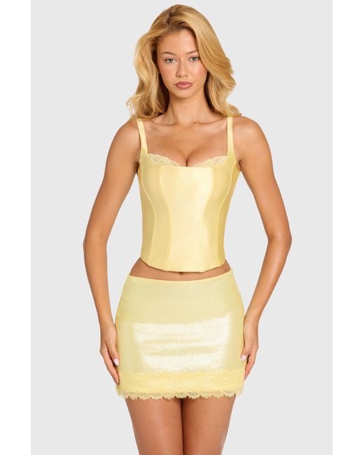 Oh Polly Yellow Satin Corset Top