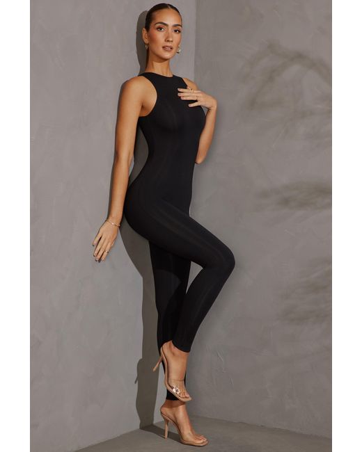 Oh Polly Black Racer Neck Jumpsuit