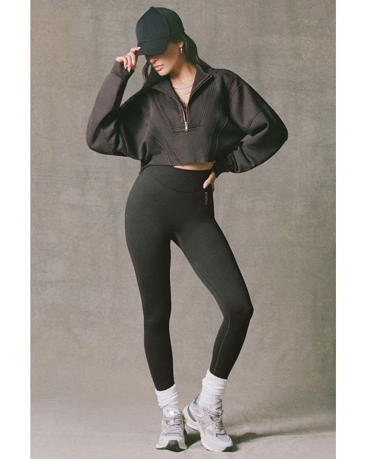 BO+TEE Black Cotton Jersey Acid Wash Cropped Sweatshirt