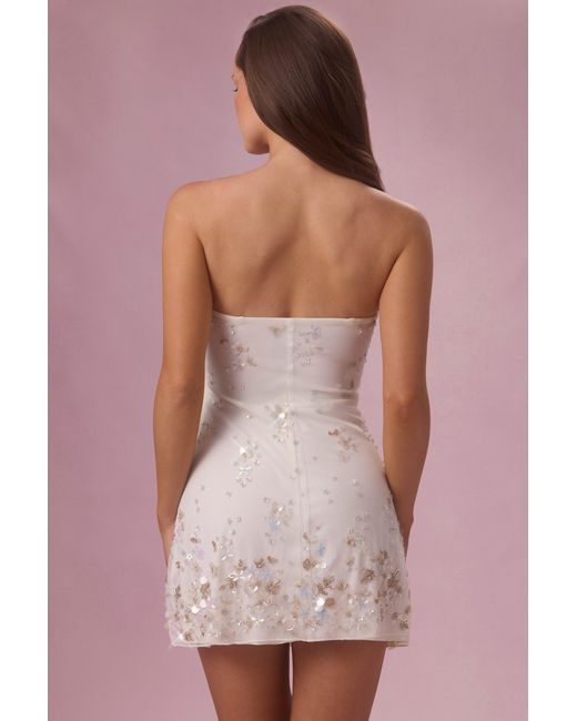 Oh Polly White Embellished Bandeau Mini Dress