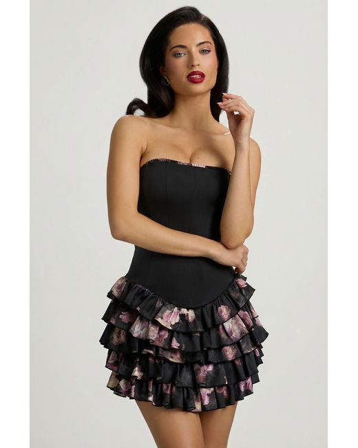 Oh Polly Multicolor Strapless Ruffled Tiered Corset Mini Dress