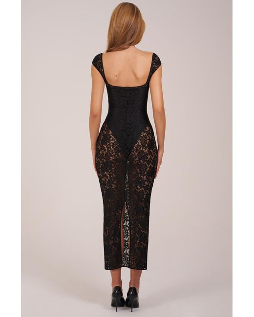 Oh Polly Black Sweetheart-Neck Maxi Dress