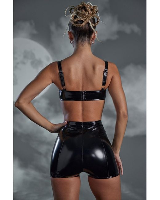 Oh Polly Black Vinyl Curved Cup Bra