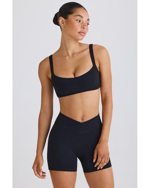 BO+TEE Black Soft Active Contrast-Trim Sports Bra