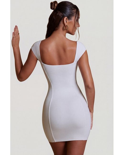 Oh Polly White Sweetheart Neckline Cap Sleeve Mini Dress