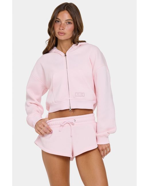 BO+TEE Pink Oversized Zip-Up Hoodie