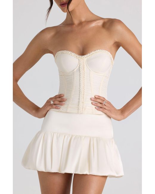 Oh Polly White Bubble Hem Mid-Rise Micro Mini Skirt