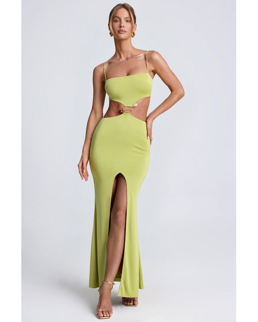 Oh Polly Green Hardware Detail Cut-Out Maxi Dress