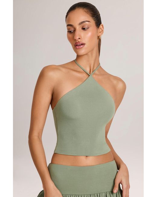 Oh Polly Green Modal Halterneck Top