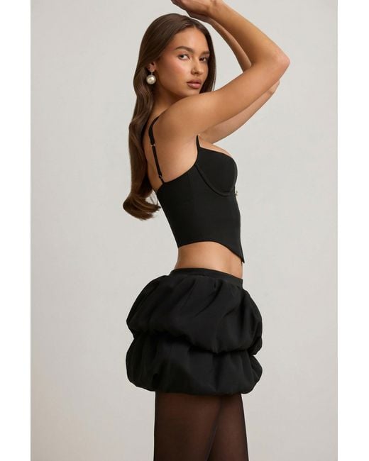 Oh Polly Black Layered Bubble Hem Mid-Rise Mini Skirt