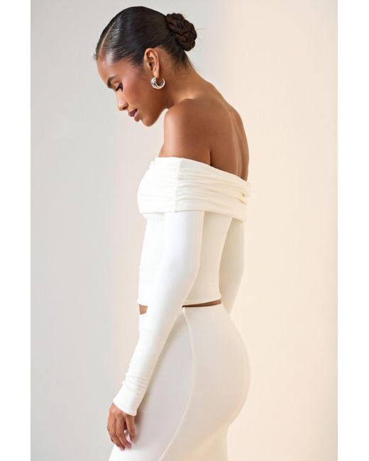 Oh Polly White Modal Off-Shoulder Long-Sleeve Top