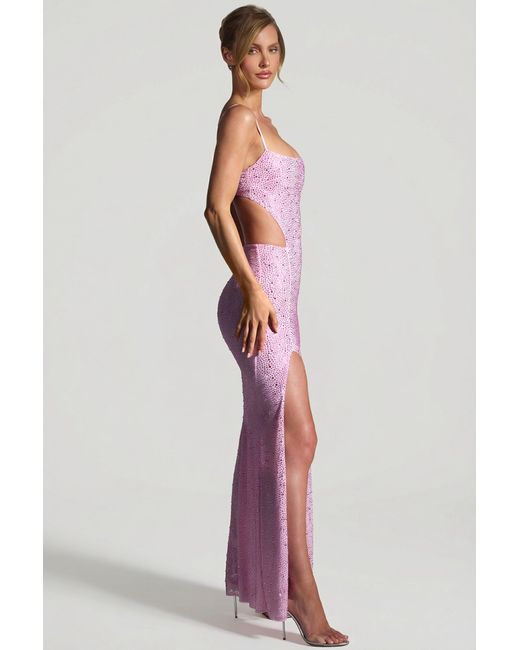 Oh Polly Pink Embellished Cut-Out Fishtail Maxi Dress