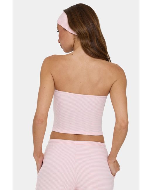 BO+TEE Pink Ribbed Jersey Bandeau Top