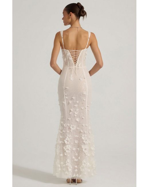 Oh Polly Natural Embellished Appliqué Soft-Scoop Corset Gown