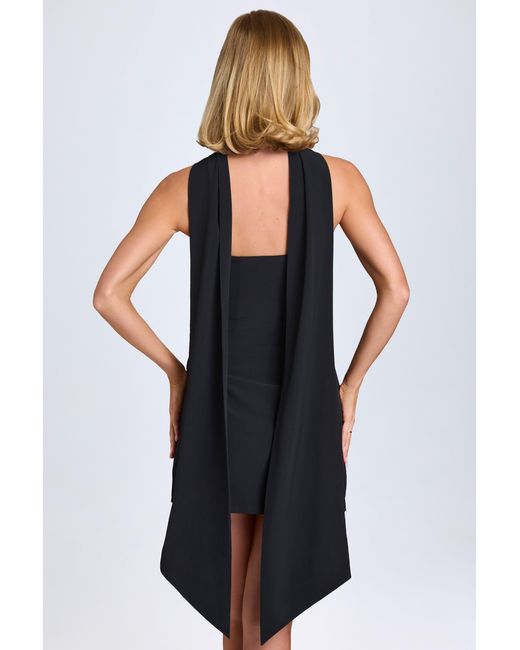 Oh Polly Black Scarf-Detail A-Line Mini Dress
