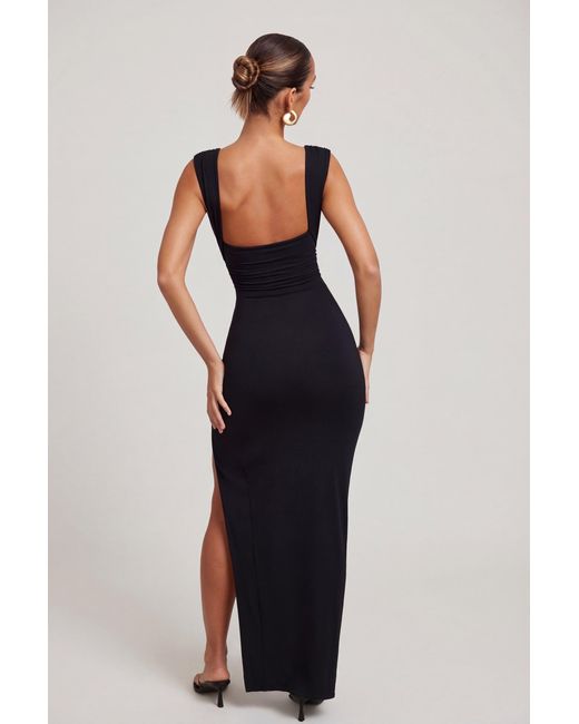 Oh Polly Black High Split Plunge Neck Maxi Dress