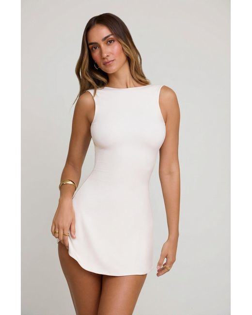 Oh Polly White High Neck Open Back Mini Dress