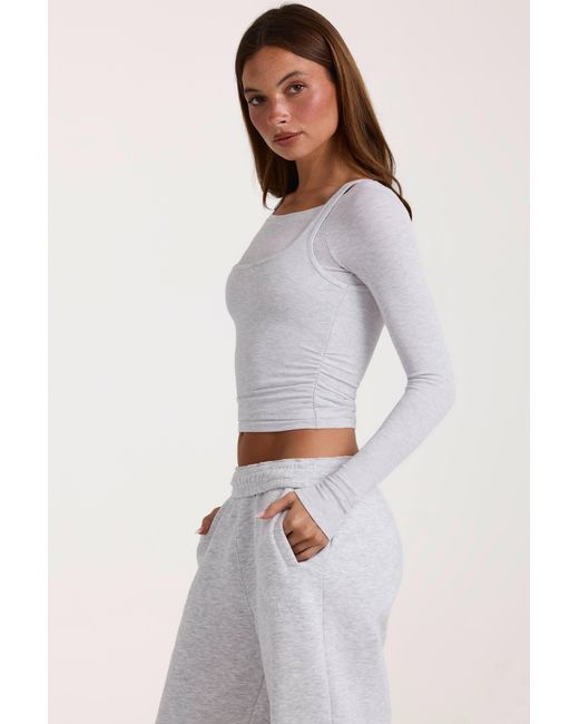 BO+TEE Gray Buttercloud Layered Top