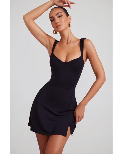 Oh Polly Black Sweetheart Neckline Mini Dress