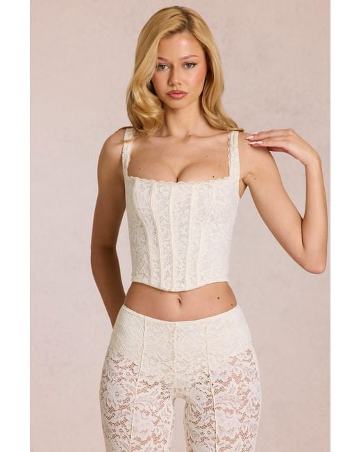 Oh Polly White Lace Soft-Scoop Boned Corset Top