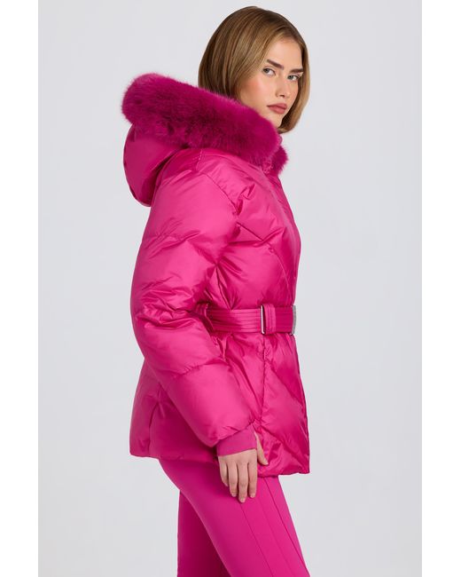 BO+TEE Pink Waterproof Faux-Fur Hood Ski Jacket