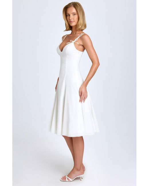 Oh Polly White Bow-Detail A-Line Midi Dress