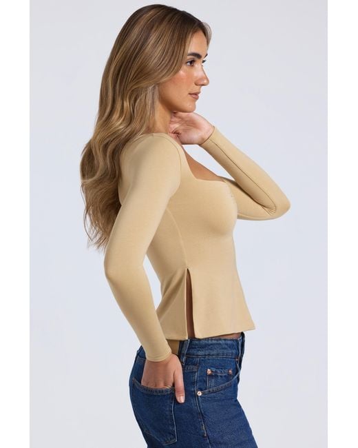 Oh Polly Natural Modal Sweetheart-Neck Top