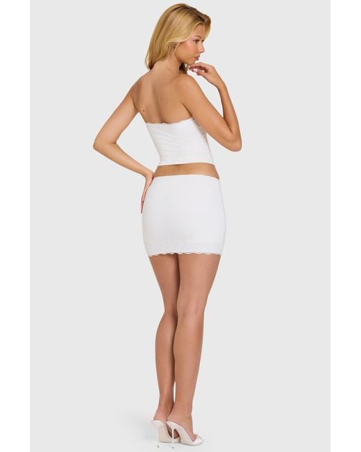Oh Polly White Modal Lace-Trim Skort