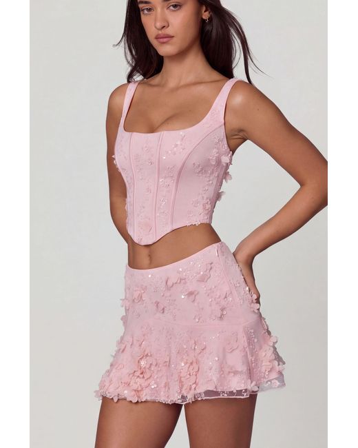 Oh Polly Pink Embellished Mid-Rise A-Line Mini Skirt