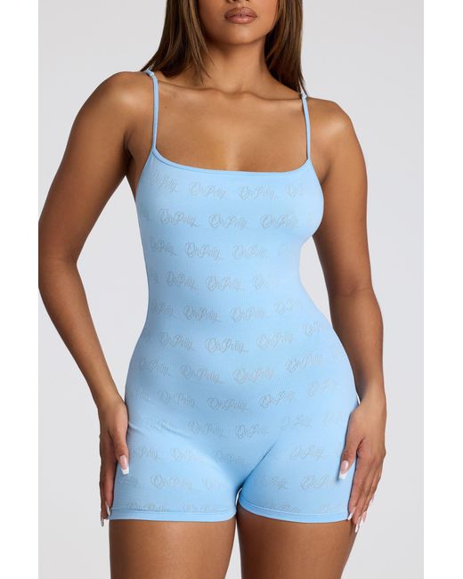 Oh Polly Blue Strappy Low Back Pointelle Romper