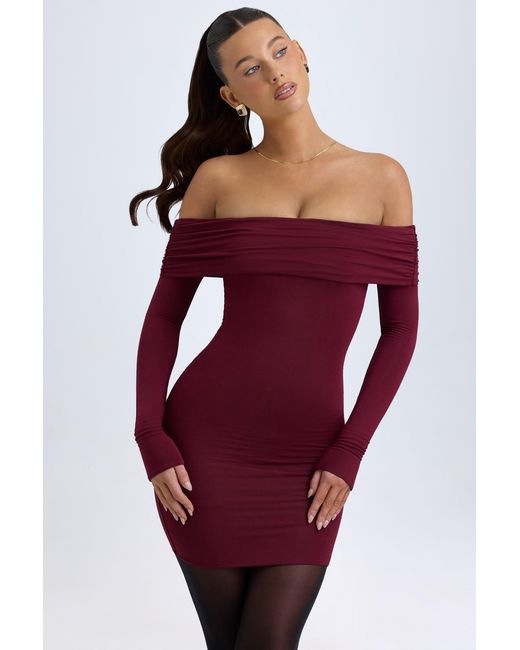 Oh Polly Red Modal Off-Shoulder Mini Dress