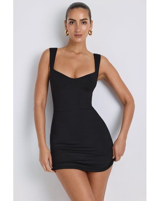 Oh Polly Black Modal Sweetheart Neckline Bodycon Mini Dress