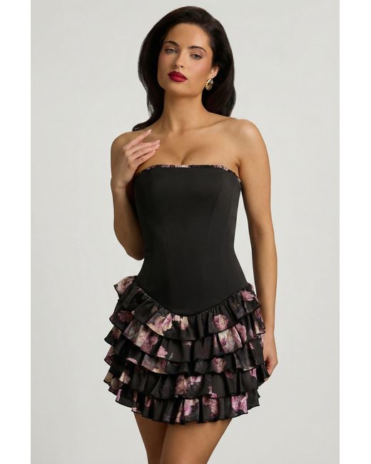 Oh Polly Multicolor Strapless Ruffled Tiered Corset Mini Dress