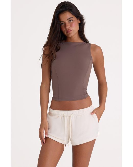 BO+TEE Natural Brushed Jersey Elasticated Mini Shorts