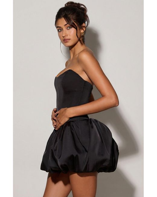 Oh Polly Black Lace-Up Bubble Hem Corset Micro Mini Dress