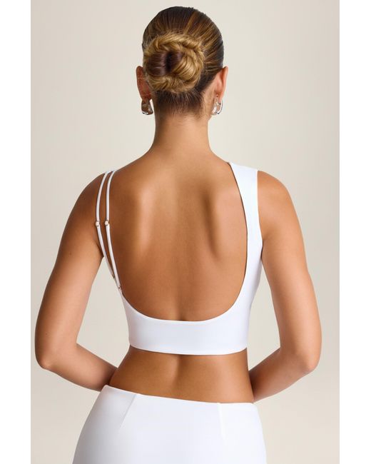 Oh Polly White Draped Open-Back Tank Top